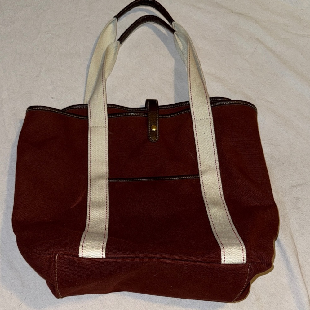 Cotton Burgundy and cream Tote Bag